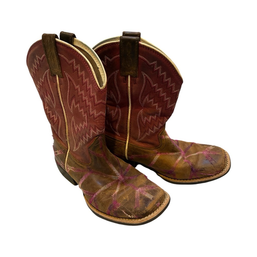 Ariat Brown and Pink Western Cowboy Boots